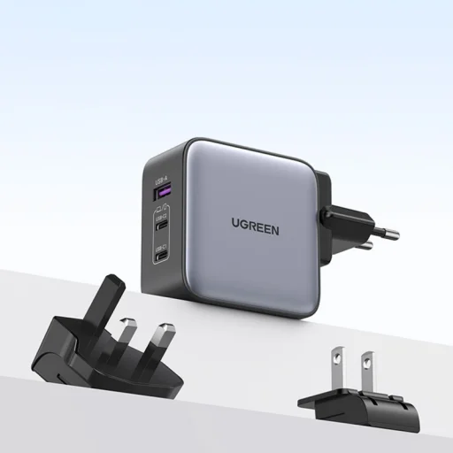Fali töltő Ugreen CD296, 65W, 5A, 1 x USB-A - 2 x USB-C, Szürke - 2