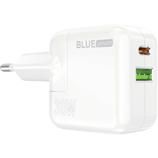 Fali Töltő Blue Power BC111A, 30W, 3A, 1 x USB-A - 1 x USB-C, Fehér - 1