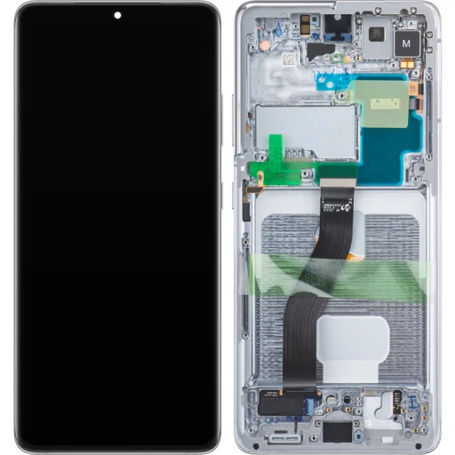 LCD Kijelző Modul Samsung Galaxy S21 Ultra 5G G998-hoz, kamera nélkül, Ezüst - 1