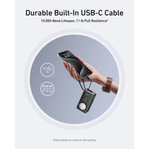 Powerbank Anker MagGo, 10000mAh, 35W, PD + QI, Fekete A1657011 - 5