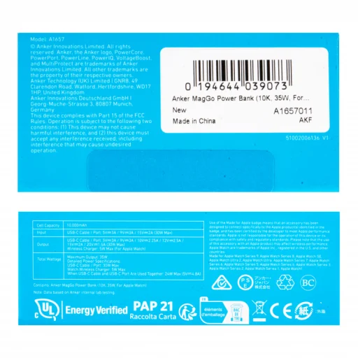 Powerbank Anker MagGo, 10000mAh, 35W, PD + QI, Fekete A1657011 - 10