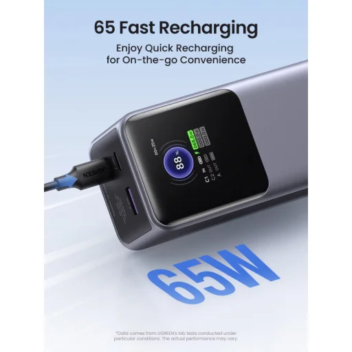 Powerbank UGREEN PB722, 25000mAh, 200W, QC + PD, Szürke - 5