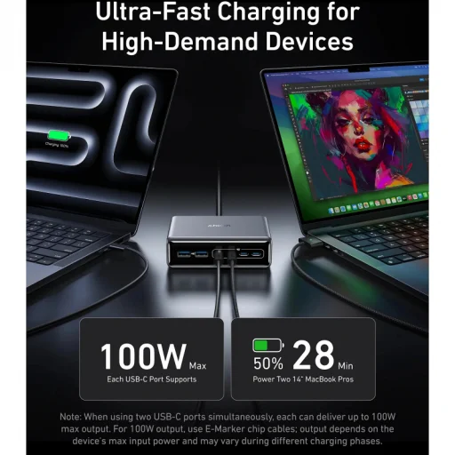 Anker Prime asztali töltő, 200W, 3A, 2 x USB-A - 4 x USB-C, Fekete - 5