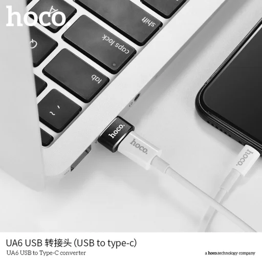 USB-C to USB-A Adapter Hoco UA6, Fekete - 6