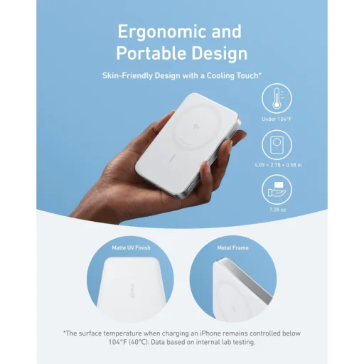 Powerbank Anker MagGo Slim, 10000mAh, 30W, PD + FQI, Fehér A1664H21 - 4