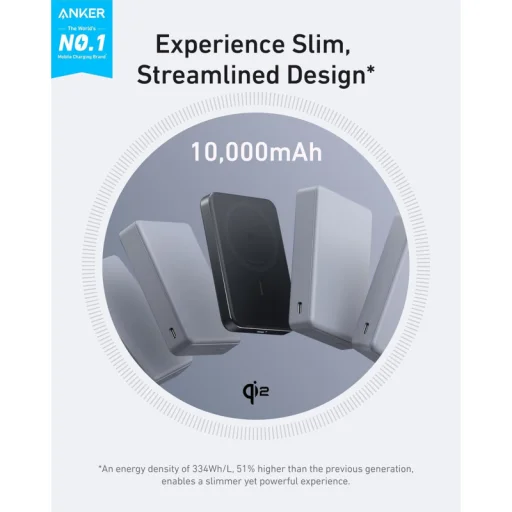 Powerbank Anker MagGo Slim, 10000mAh, 30W, PD + FQI, Fekete A1664H11 - 2