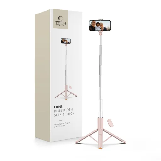 Tech-protect L09s Bluetooth Selfie Stick Tripod Pink - 1