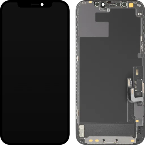 LCD kijelző modul MP Apple iPhone 12 / 12 Pro készülékhez, Soft OLED FHD IC mozgatható verzió, utángyártott, fekete - 1