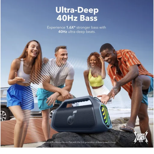 Bluetooth hangszóró Anker Soundcore Boom 2 Plus, 140W, TWS, RGB, Vízálló, Kék A3134031 - 3