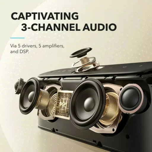 Bluetooth Hangszóró Anker SoundCore Motion X600, 50W, Vízálló, Fekete A3130011 - 4