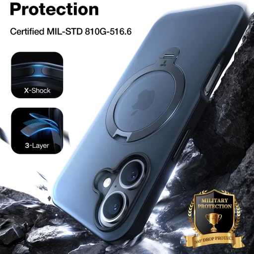  Torras - Ostand Spin Sorozat - iPhone 16 Plus - Átlátszó tok - 2