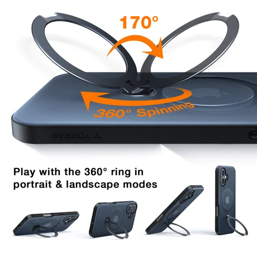  Torras - Ostand Spin Sorozat - iPhone 16 Plus - Átlátszó tok - 5