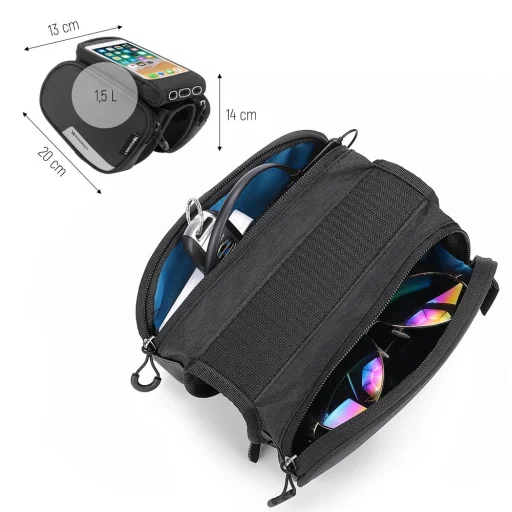 Wozinsky frame bike bag + detachable phone cover up to 6.5 "1.5l black (WBB7BK) - 22