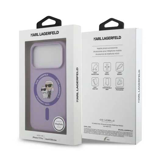  iPhone 17 Pro Lila Karl Lagerfeld Liquid Silicone Karl and Choupette MagSafe tok - 7