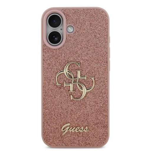  iPhone 17 Pink Guess PU Fixed Glitter 4G Metal Logo tok - 3