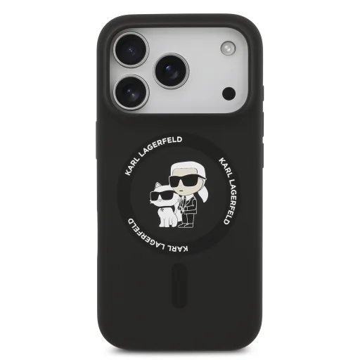  iPhone 17 Pro Karl Lagerfeld Liquid Silicone Karl and Choupette MagSafe tok fekete - 3