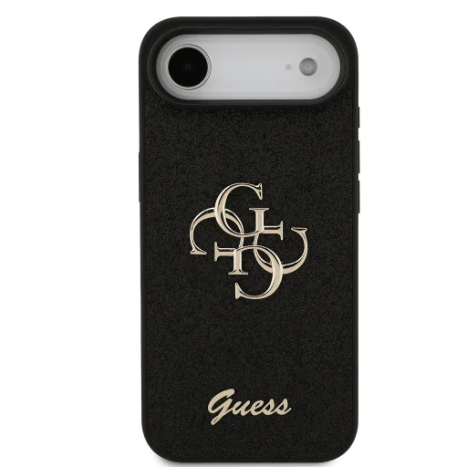  iPhone 17 Air Fekete Guess PU Fixed Glitter 4G Metal Logo tok - 3
