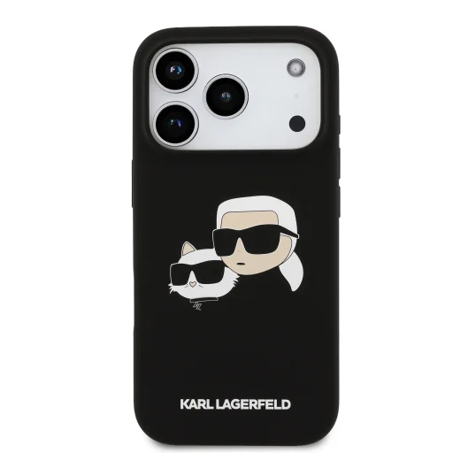  iPhone 17 Pro Fekete Karl Lagerfeld Liquid Silicone Double Heads MagSafe tok - 3