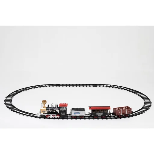 HOME TRN 01 elemes kisvasút, 1 mozdony és 3 vagon, vízgőzt képez, piros LED világítás, hanghatás, 47 cm-es pálya - 3