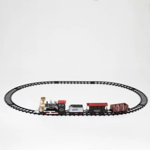 HOME TRN 01 elemes kisvasút, 1 mozdony és 3 vagon, vízgőzt képez, piros LED világítás, hanghatás, 47 cm-es pálya - 11