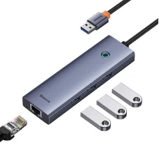 USB Hub Baseus UltraJoy, 3 x USB-A 3.0 - 1 x RJ45, Szürke B0005280A813-01