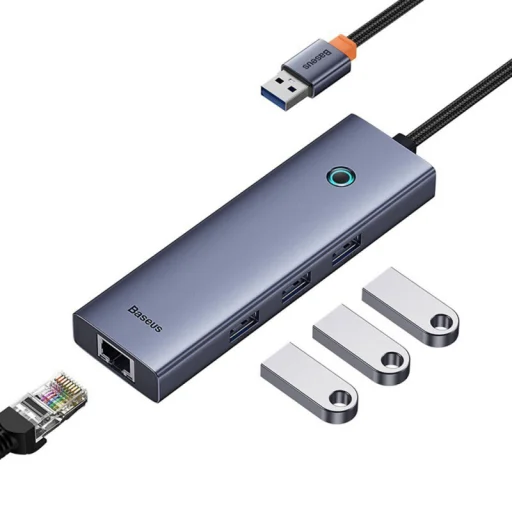 USB Hub Baseus UltraJoy, 3 x USB-A 3.0 - 1 x RJ45, Szürke B0005280A813-01 - 1