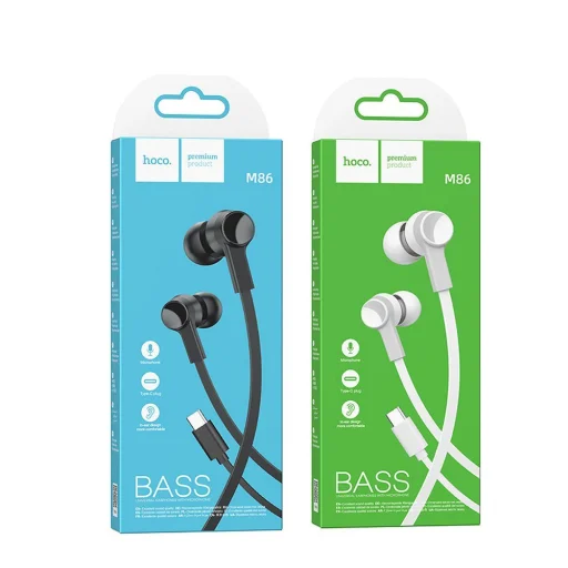 Handsfree USB-C Hoco M86, Fekete - 4