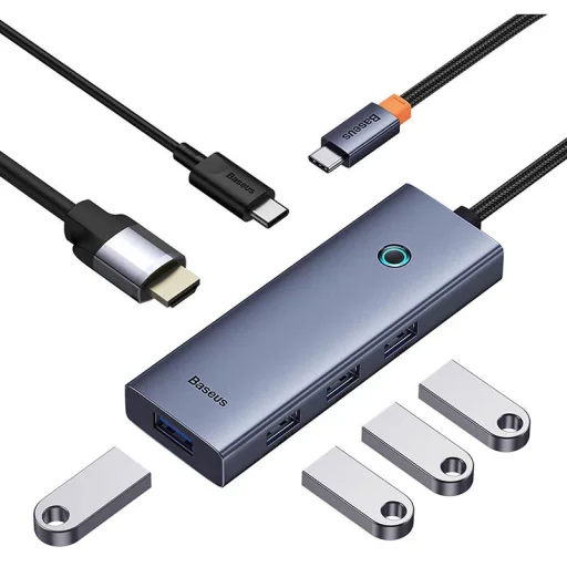 USB-C Hub Baseus UltraJoy, 4 x USB-A 3.0 - 1 x USB-C - 1 x HDMI, Szürke B00052807813-01 - 2