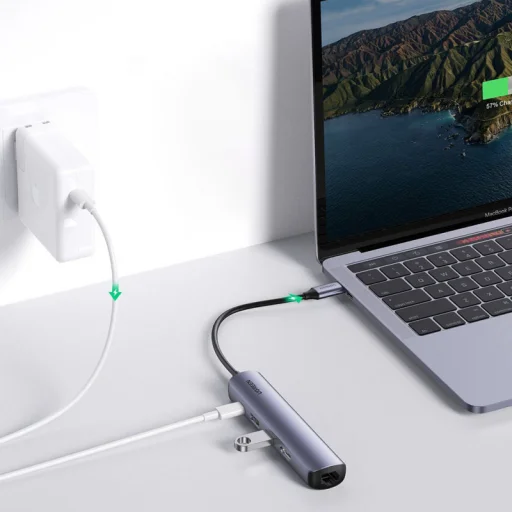 USB-C Hub UGREEN CM418 (10919), 2 x USB-A 3.0 - 1 x USB-C - 1 x HDMI - 1 x RJ45, Szürke - 4