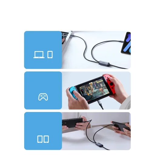 2 az 1-ben kábel Joyroom Speedy sorozat SA21-1T2 USB-C - USB-C / USB-C 1,5m fekete - 14