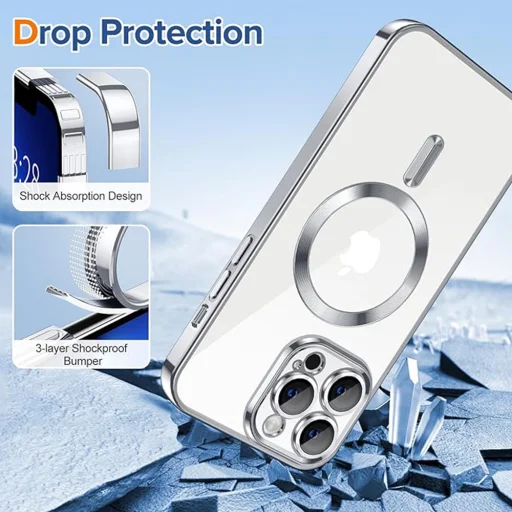 iPhone 13 Pro - Techsuit - Luxuskategóriás Kristály MagSafe - Ezüst tok - 3