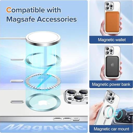 iPhone 13 Pro - Techsuit - Luxuskategóriás Kristály MagSafe - Ezüst tok - 5