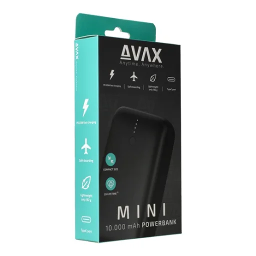CHG AVAX PB105B MINI PD/Type-C 20W gyorstöltő Powerbank 10.000mAh, fekete - 12