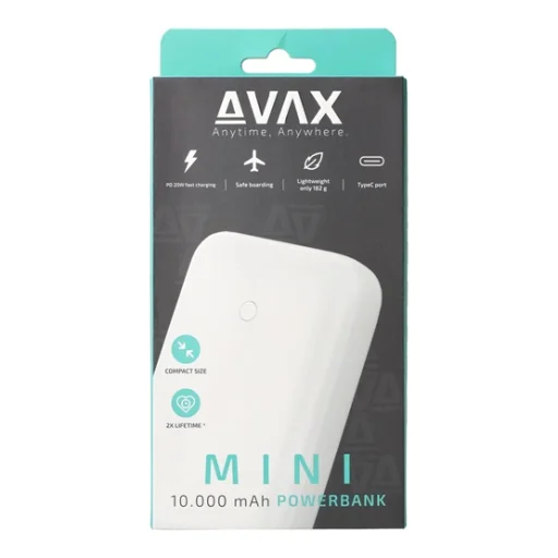CHG AVAX PB105W MINI PD/Type-C 20W gyorstöltő Powerbank 10.000mAh, fehér - 7