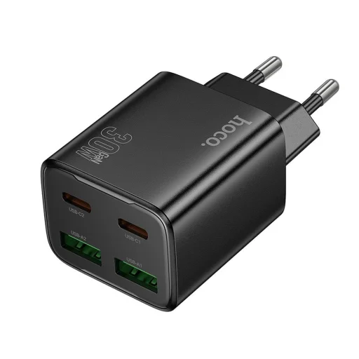 HOCO töltő 2 x USB-C + 2 x USB-A PD QC3.0 3A 20W N56 fekete - 2
