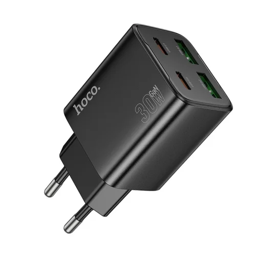 HOCO töltő 2 x USB-C + 2 x USB-A PD QC3.0 3A 20W N56 fekete - 1