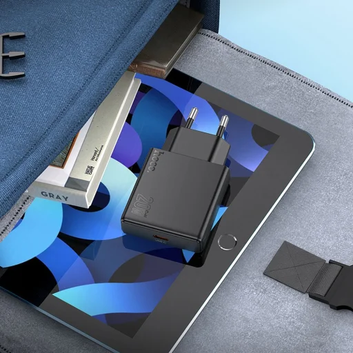 HOCO vékony fali töltő Type C + kábel Type C - Lightning PD QC 30W N37 fekete - 8