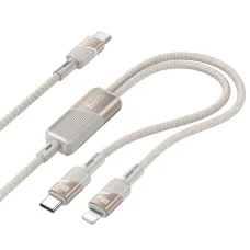 Kábel 2 az 1-ben USB-C - USB-C + Lightning Hoco 5A 100W 1,2 m U139 arany