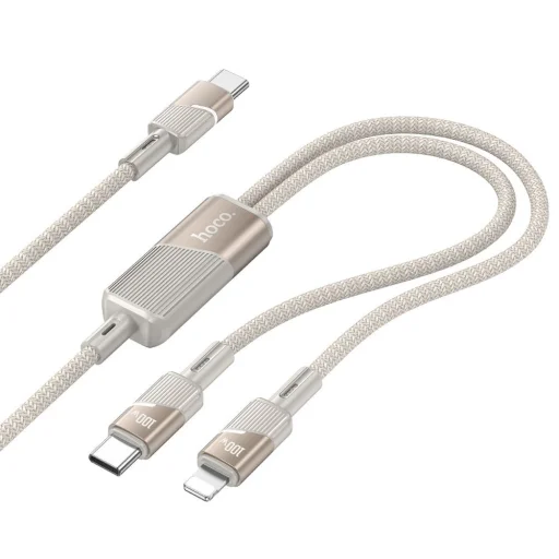 Kábel 2 az 1-ben USB-C - USB-C + Lightning Hoco 5A 100W 1,2 m U139 arany - 1