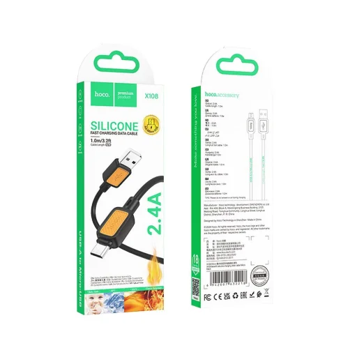 Hoco 2,4A Micro USB kábel 1 m X108 fekete - 5