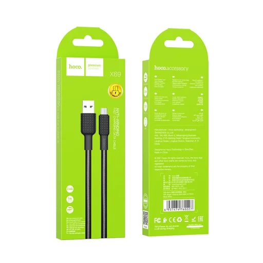 Kábel USB A - Micro USB Hoco 2,4A 1 m X69 fekete fehér - 5