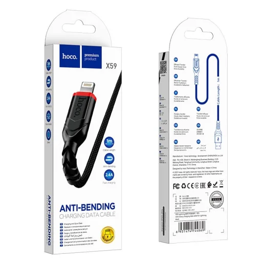 Hoco USB A - Lightning kábel 2,4A 1 m X59 fekete - 4