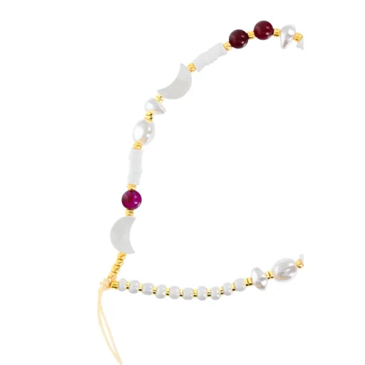 SHELLS telefontartó zsinór, telefontartó/szíj 44 cm (22 cm a hurokban) / kézre - fehér és lila - 2