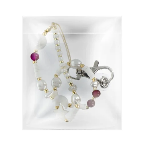 SHELLS telefontartó zsinór, telefontartó/szíj 44 cm (22 cm a hurokban) / kézre - fehér és lila - 5