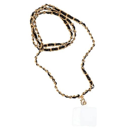 STRAP telefontartó nyakpánt, telefon medál / zsinór hossza 116cm (58cm a hurokban) / nyakba - fekete - 1