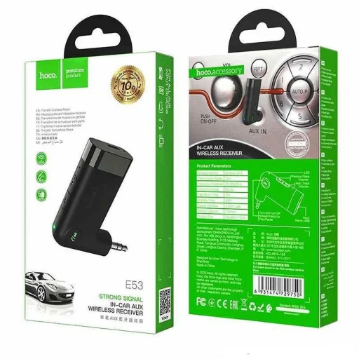 HOCO vezeték nélküli autós vevő AUX E53 fekete - 9