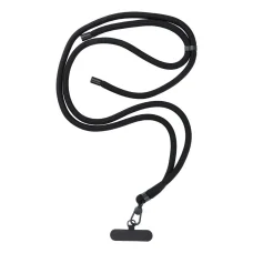 SWING (8mm) telefontartó nyakpánt, állítható hosszúságú telefontartó zsinór, 165 cm hosszúságú (hurokban max 82,5 cm) - vállon vagy nyakon viselhető - fekete
