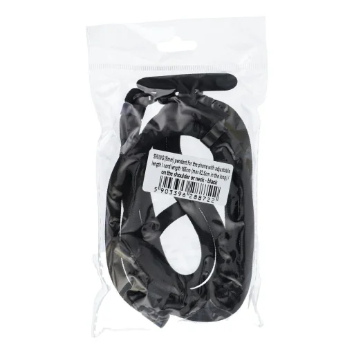 SWING (8mm) telefontartó nyakpánt, állítható hosszúságú telefontartó zsinór, 165 cm hosszúságú (hurokban max 82,5 cm) - vállon vagy nyakon viselhető - fekete - 6
