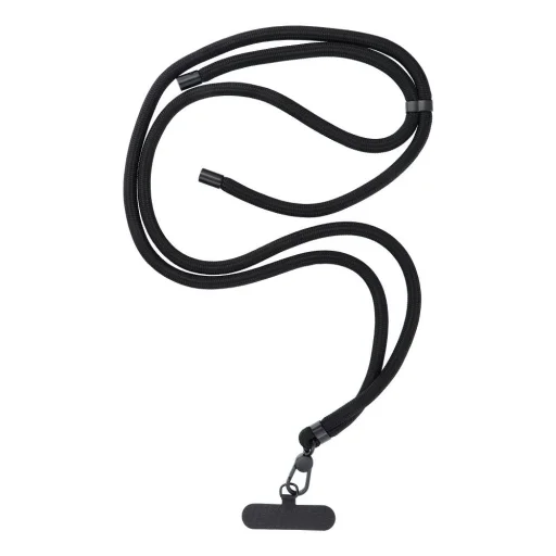 SWING (8mm) telefontartó nyakpánt, állítható hosszúságú telefontartó zsinór, 165 cm hosszúságú (hurokban max 82,5 cm) - vállon vagy nyakon viselhető - fekete - 1