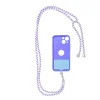 SWING (6 mm) Telefon csuklópánt, Telefontartó állítható hosszúsággal / zsinór hossza 165 cm (max 82.5 cm a hurokban) / vállon vagy nyakon - fehér-lila thumbnail